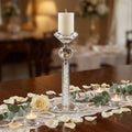 Bomboniera matrimonio set da due porta candele in cristallo decorati con glitter bianco harmony SNVT24027