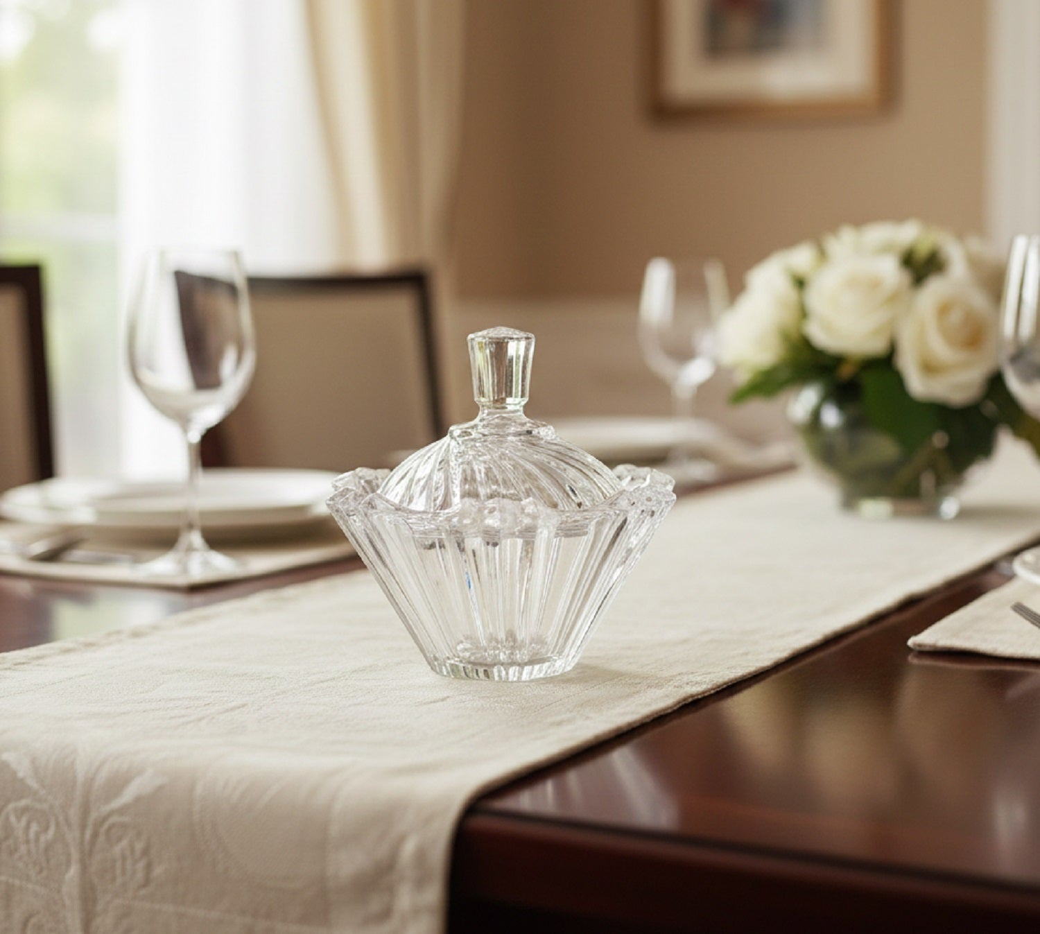 Scatola in vetro decorata bomboniera per matrimonio, ricorrenze, Harmony SNVT26024