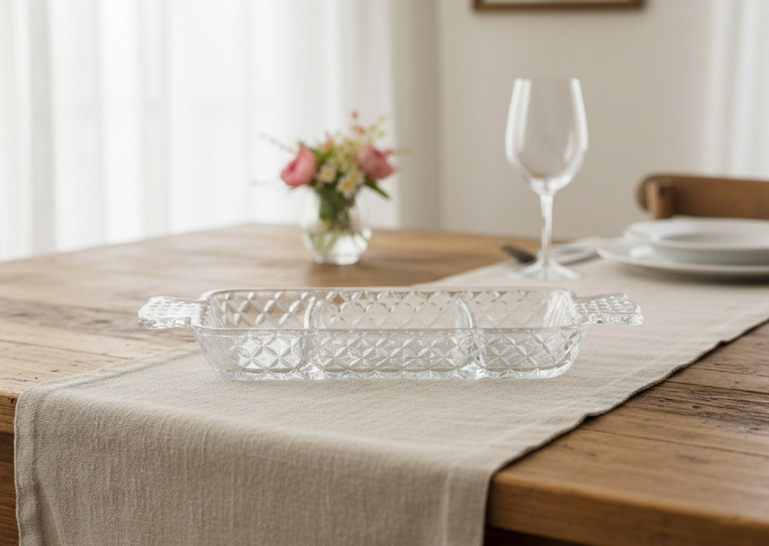 Antipastiera in vetro decorata bomboniera per matrimonio, ricorrenze, Harmony SNVT26030