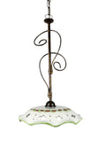Lampadario a sospensione 1 luce rustico in ferro battuto e ceramica realizzato e decorato artigianalmente ingresso cucina coll. melograno