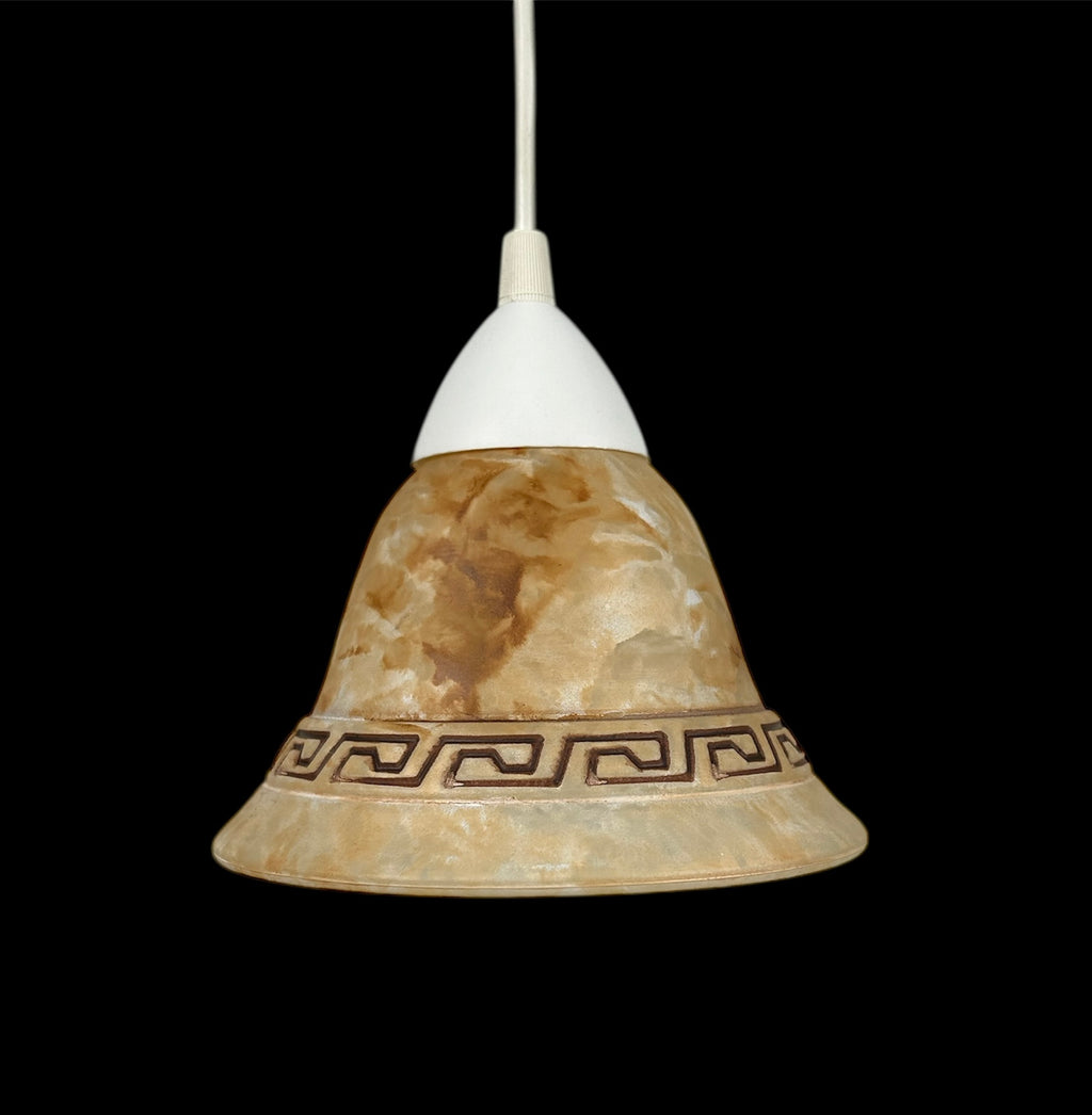 Lampadario a Sospensione Classico in Vetro Murano, 1 Luce, per Cucina, Bagno, Camera, Soggiorno, Scala, Corridoio art. greca