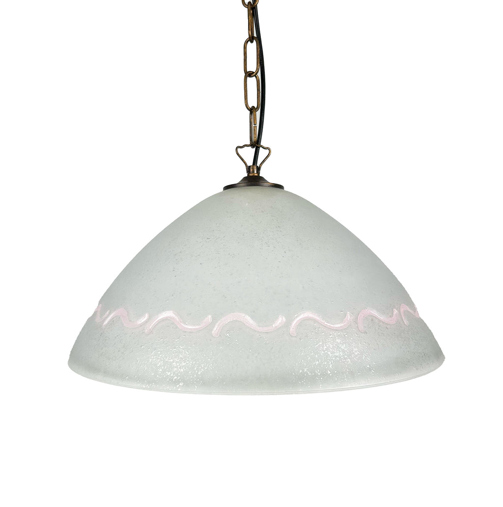 Lampadario a Sospensione Classico in Vetro, 1 Luce, per Cucina, Bagno, Camera, Soggiorno, Scala, Corridoio art. marea (ROSA)