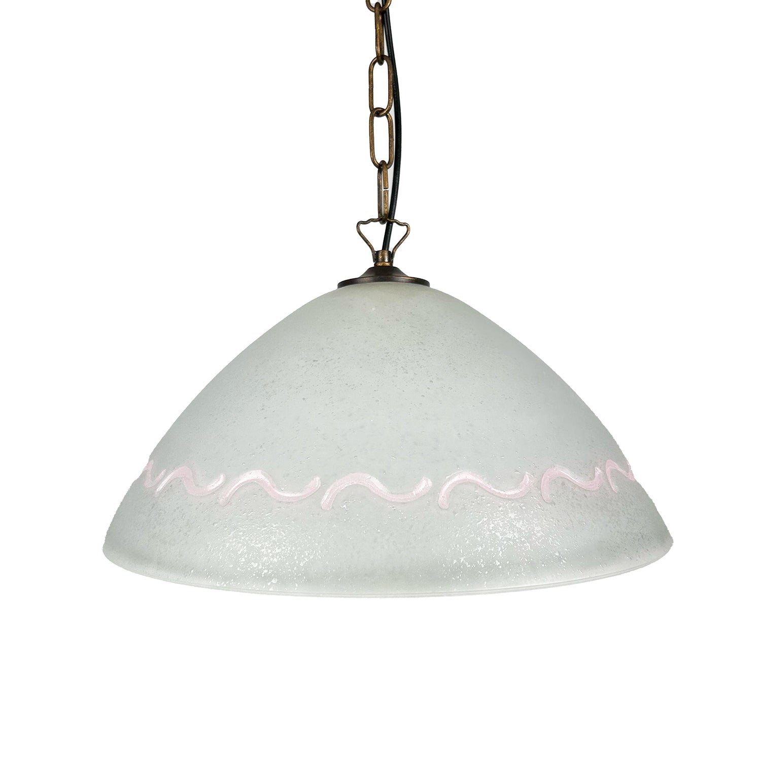 Lampadario a Sospensione Classico in Vetro, 1 Luce, per Cucina, Bagno, Camera, Soggiorno, Scala, Corridoio art. marea (ROSA)