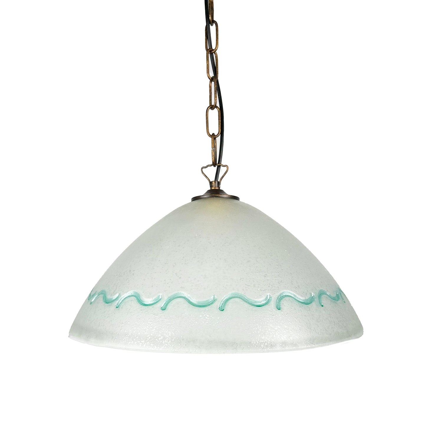 Lampadario a Sospensione Classico in Vetro, 1 Luce, per Cucina, Bagno, Camera, Soggiorno, Scala, Corridoio art. marea (VERDE)