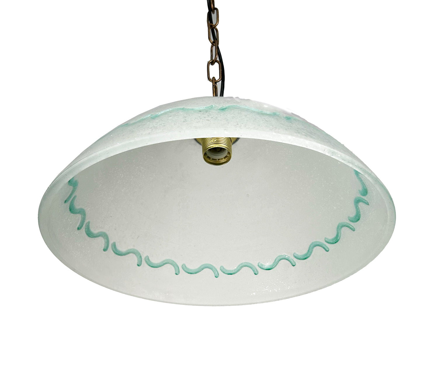 Lampadario a Sospensione Classico in Vetro, 1 Luce, per Cucina, Bagno, Camera, Soggiorno, Scala, Corridoio art. marea (VERDE)