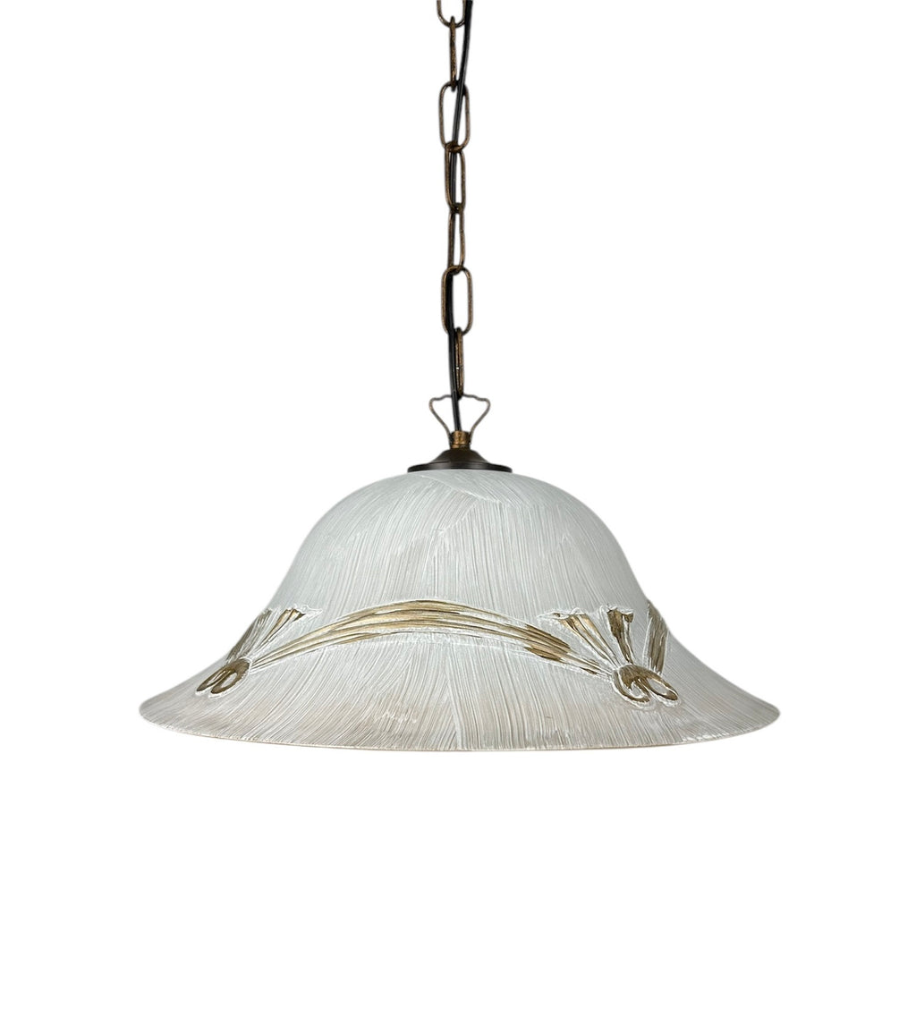 Lampadario a Sospensione Ingresso Classico in Vetro, 1 Luce, per Cucina, Bagno, Camera, Soggiorno, Scala, Corridoio art. tenda (AMBRA)