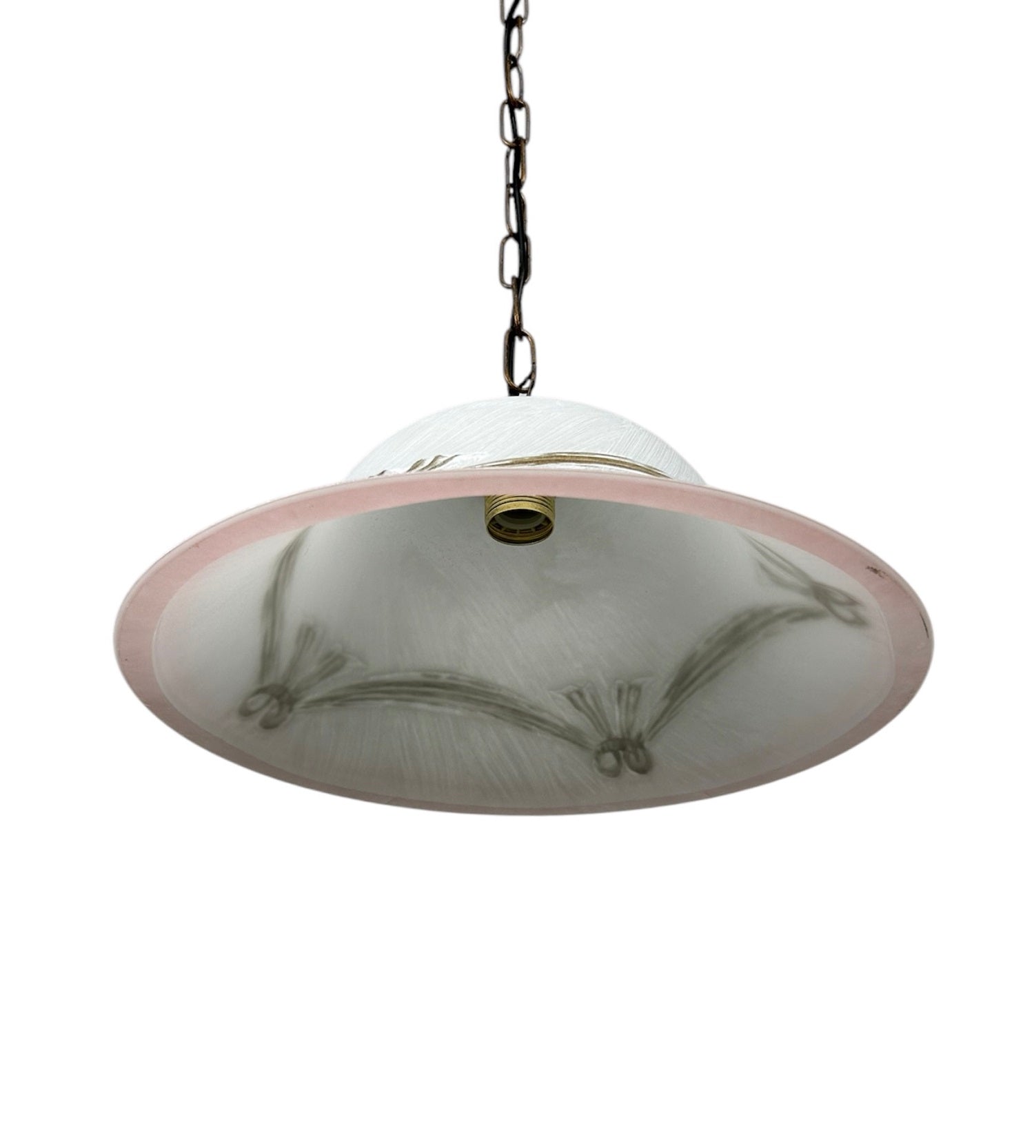 Lampadario a Sospensione Ingresso Classico in Vetro, 1 Luce, per Cucina, Bagno, Camera, Soggiorno, Scala, Corridoio art. tenda (ROSA)