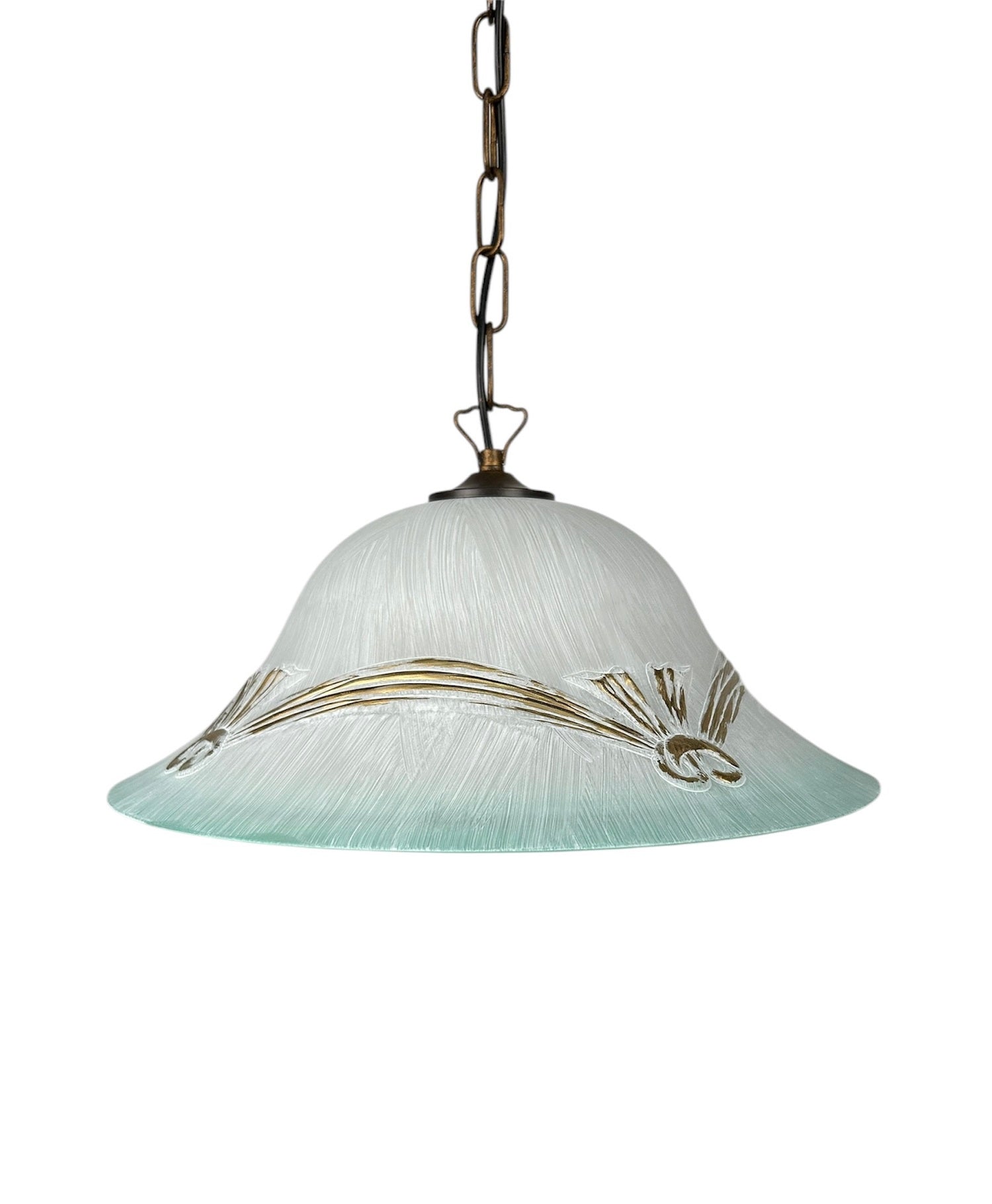 Lampadario a Sospensione Ingresso Classico in Vetro, 1 Luce, per Cucina, Bagno, Camera, Soggiorno, Scala, Corridoio art. tenda (VERDE)