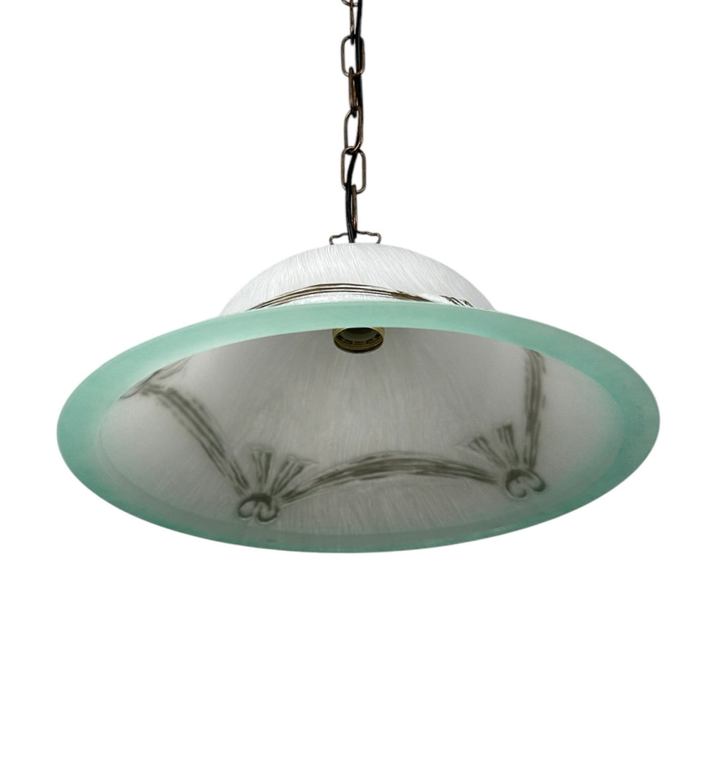 Lampadario a Sospensione Ingresso Classico in Vetro, 1 Luce, per Cucina, Bagno, Camera, Soggiorno, Scala, Corridoio art. tenda (VERDE)