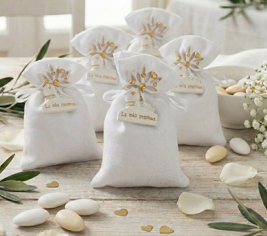 Set sacchettino porta confetti da 5 pz bomboniera per cresima Harmony