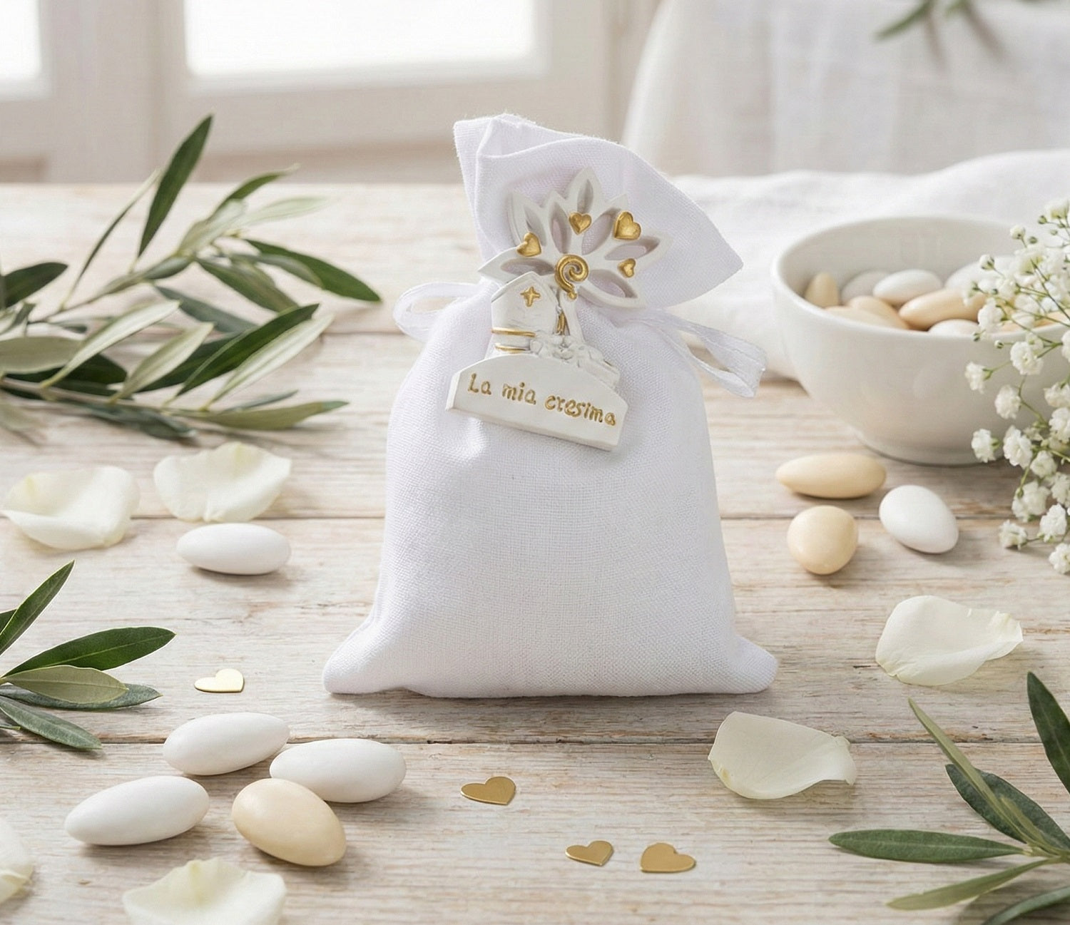 Set sacchettino porta confetti da 5 pz bomboniera per cresima Harmony