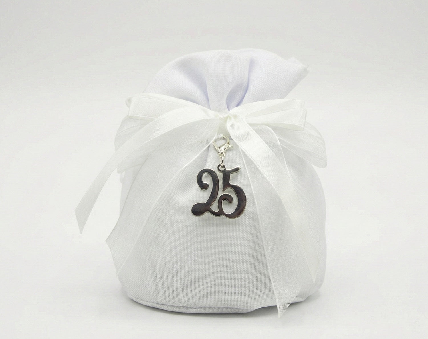 Set sacchetto porta confetti da 5 pz bomboniera per nozze d'argento, venticinquesimo, Harmony STMT24200