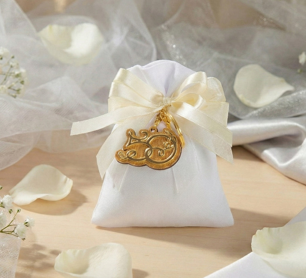 Set sacchetto porta confetti da 5 pz per nozze d'oro, cinquantesimo, Harmony STMT26128