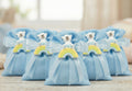 Set sacchetto celeste porta confetti da 5 pz con orsetto bomboniera per nascita, battesimo, Harmony STNB24089