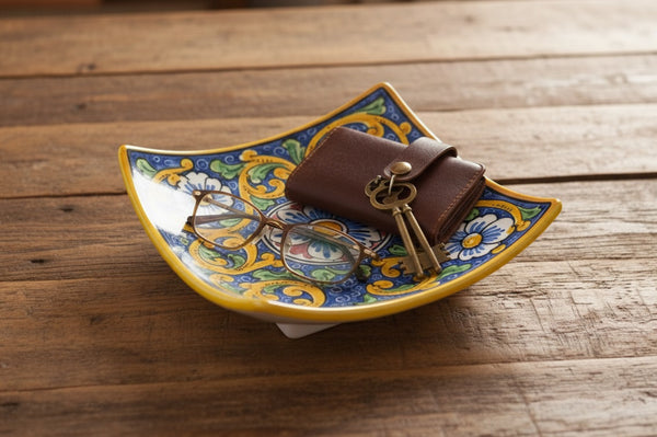 Svuotatasche in ceramica decorata a mano da ceramisti siciliani barocco art 26