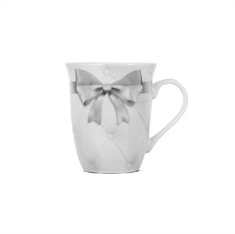 Tazza in porcellana decorata fiocco gdm, tazza da caffè (GRIGIO 24201H)