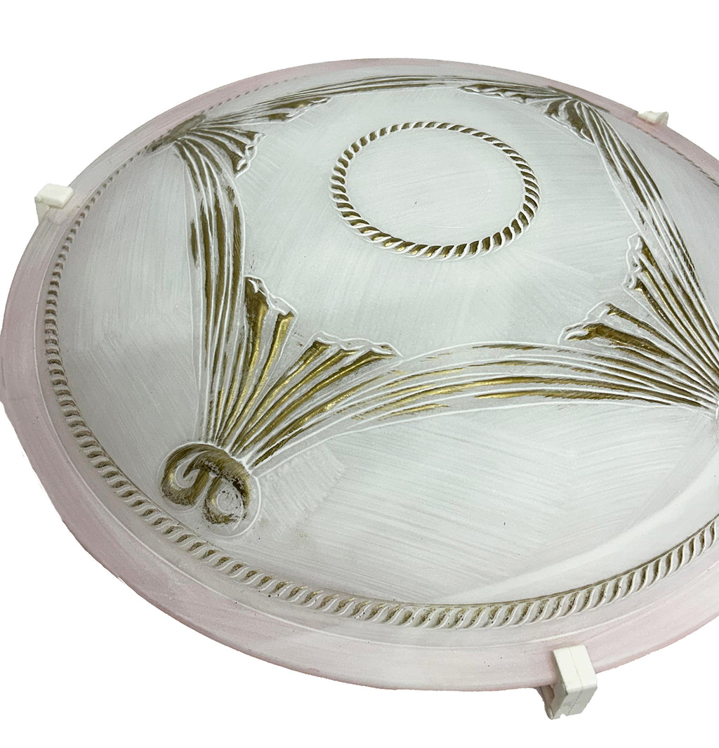 Plafoniera da soffitto classica in vetro rotonda decorata camera da letto, sala da pranzo, cucina, bagno, ingresso (TENDA ROSA)