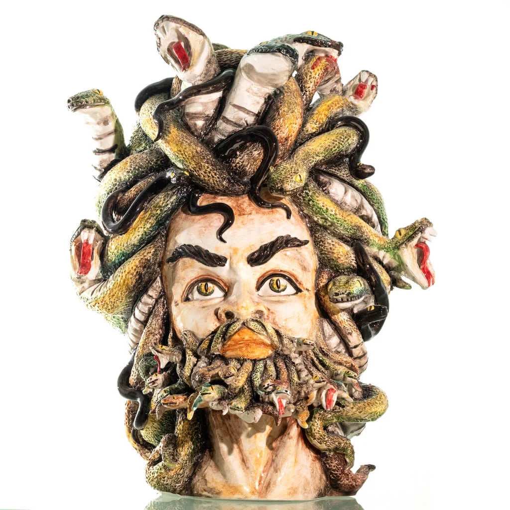 Testa di moro uomo medusa pezzo unico in edizione limitata ceramica di Caltagirone