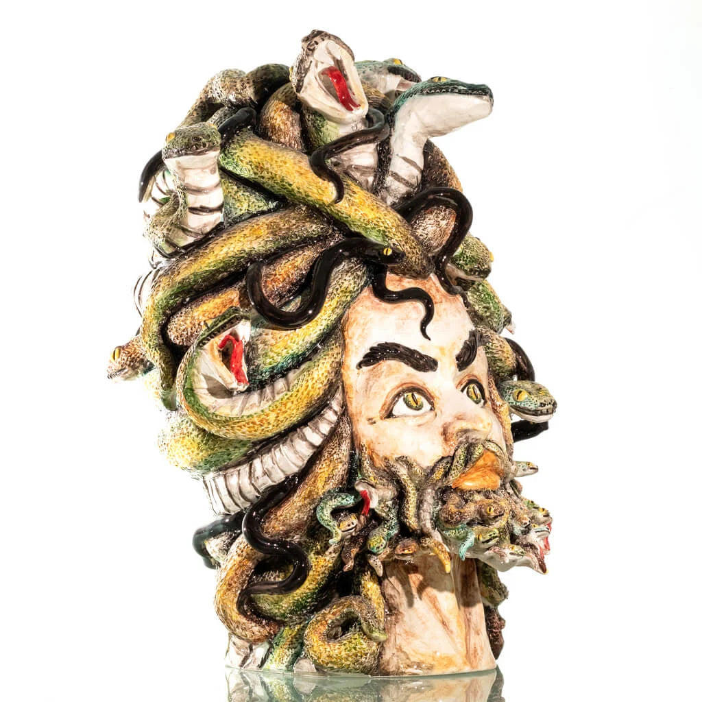 Testa di moro uomo medusa pezzo unico in edizione limitata ceramica di Caltagirone