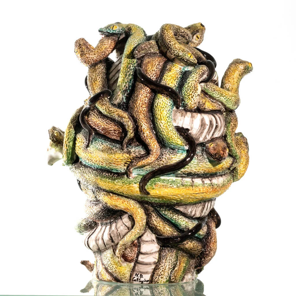 Testa di moro uomo medusa pezzo unico in edizione limitata ceramica di Caltagirone