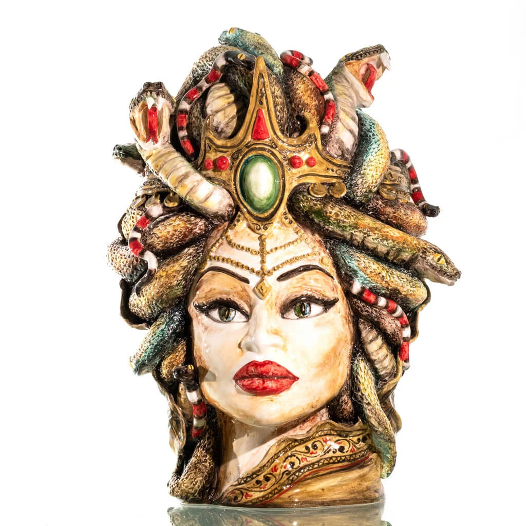 Testa di moro donna medusa pezzo unico in edizione limitata ceramica di Caltagirone