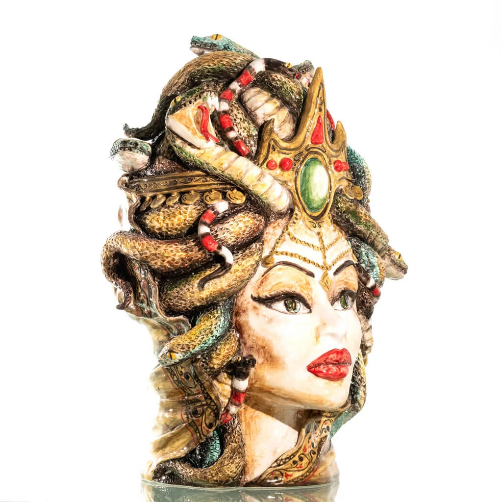 Testa di moro donna medusa pezzo unico in edizione limitata ceramica di Caltagirone