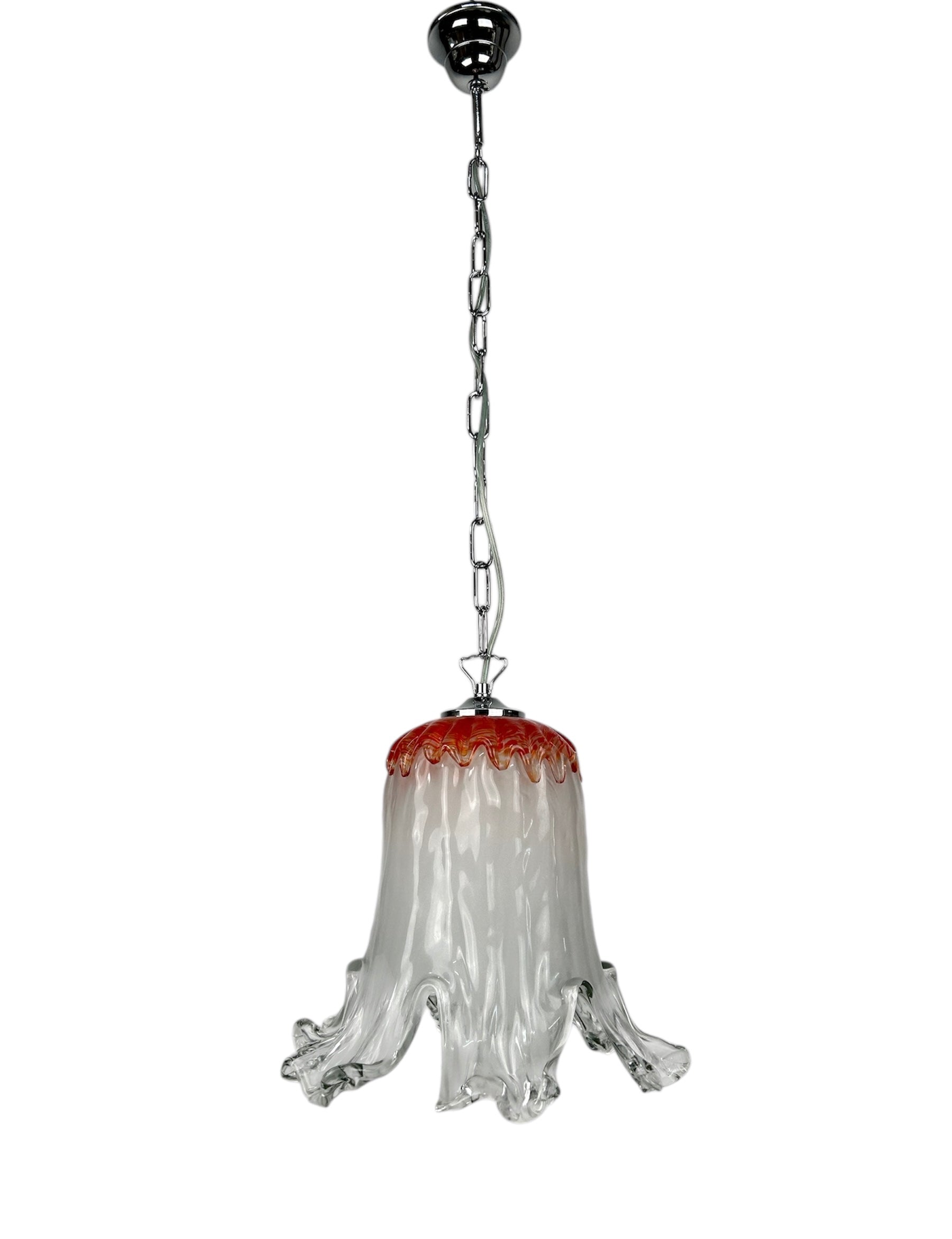Lampadario a Sospensione Ingresso Moderno in Vetro Murano, 1 Luce, per Cucina, Bagno, Camera, Soggiorno, Scala, Corridoio art. universo rosso