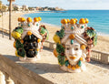 Pair of Sicilian ceramic Moor's heads from Caltagirone h20cm art. grape 