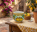 Cachepot vaso in ceramica siciliana realizzato e decorato a mano art. limoni D 15