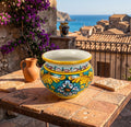 Cachepot vaso in ceramica siciliana realizzato e decorato a mano art. gomes D 15
