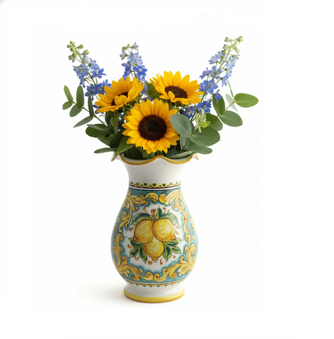 Vaso grande lavorato in ceramica decorata a mano da ceramisti siciliani limoni art 16