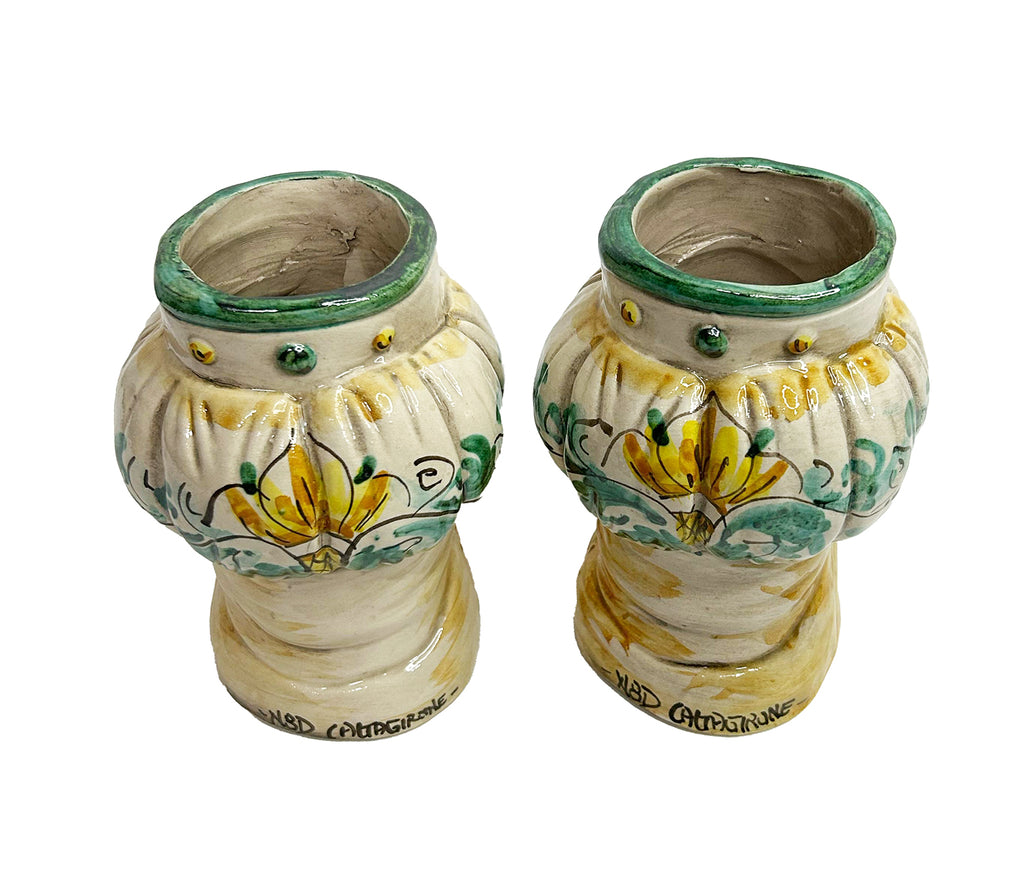 Pair of Sicilian ceramic Moor's heads from Caltagirone h15cm art. fruit 