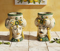 Pair of Sicilian ceramic Moor's heads from Caltagirone h15cm art. fruit 