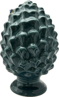 Sicilian pine cone dove gray silver base hand made and decorated resin h19cm VL