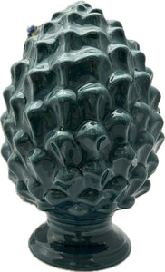 Pigna in ceramica siciliana decorata soprammobile gic (16 x h 25 cm art 373, Verde Acqua)