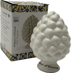 Pigna in ceramica siciliana decorata bianco soprammobile gic 945