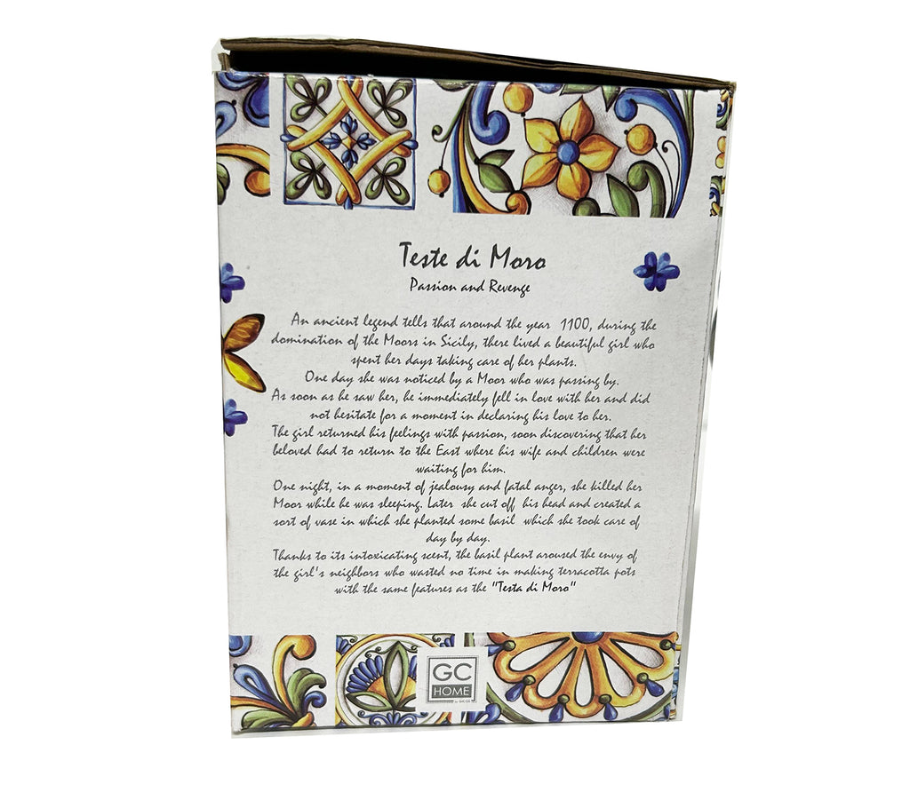 Coppia teste di moro regina e re in ceramica decorata stile siciliano vasi moderni gic (8 X H 13 CM, Oro)