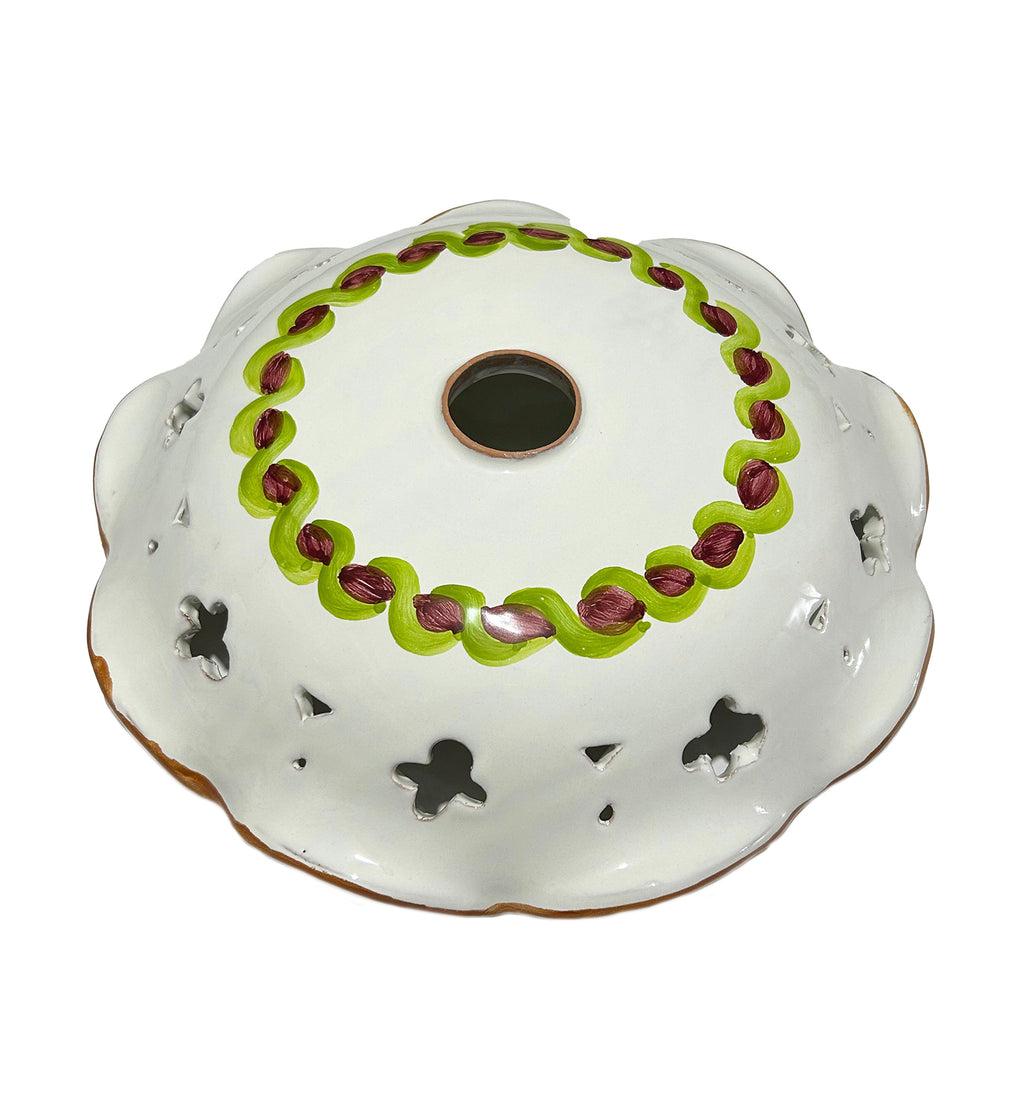 Piatto in ceramica per lampadario decorato realizzato e firmato a mano sospensione art. fiore