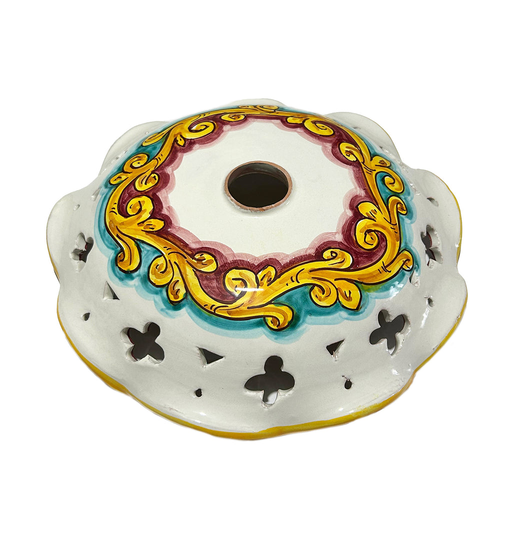 Piatto in ceramica per lampadario decorato realizzato e firmato a mano sospensione art. giulia