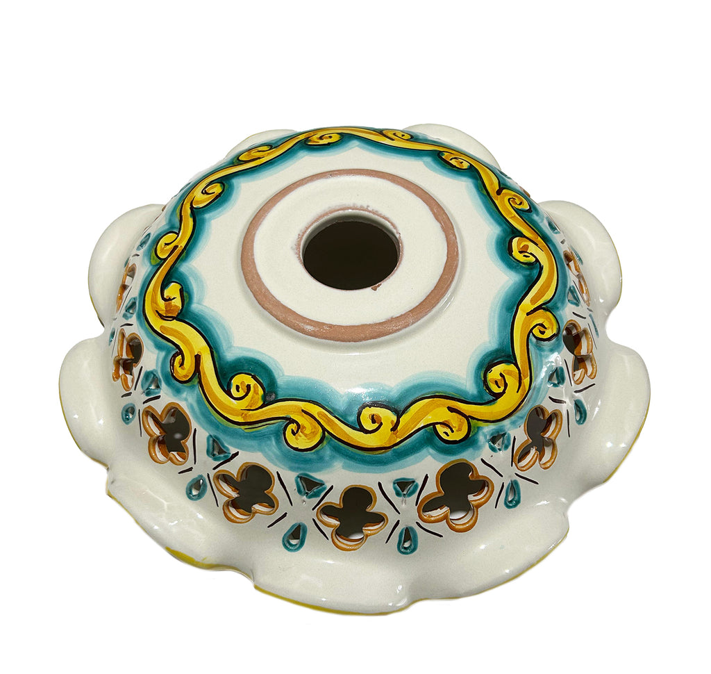 Piatto in ceramica per lampadario decorato realizzato e firmato a mano sospensione art. martina