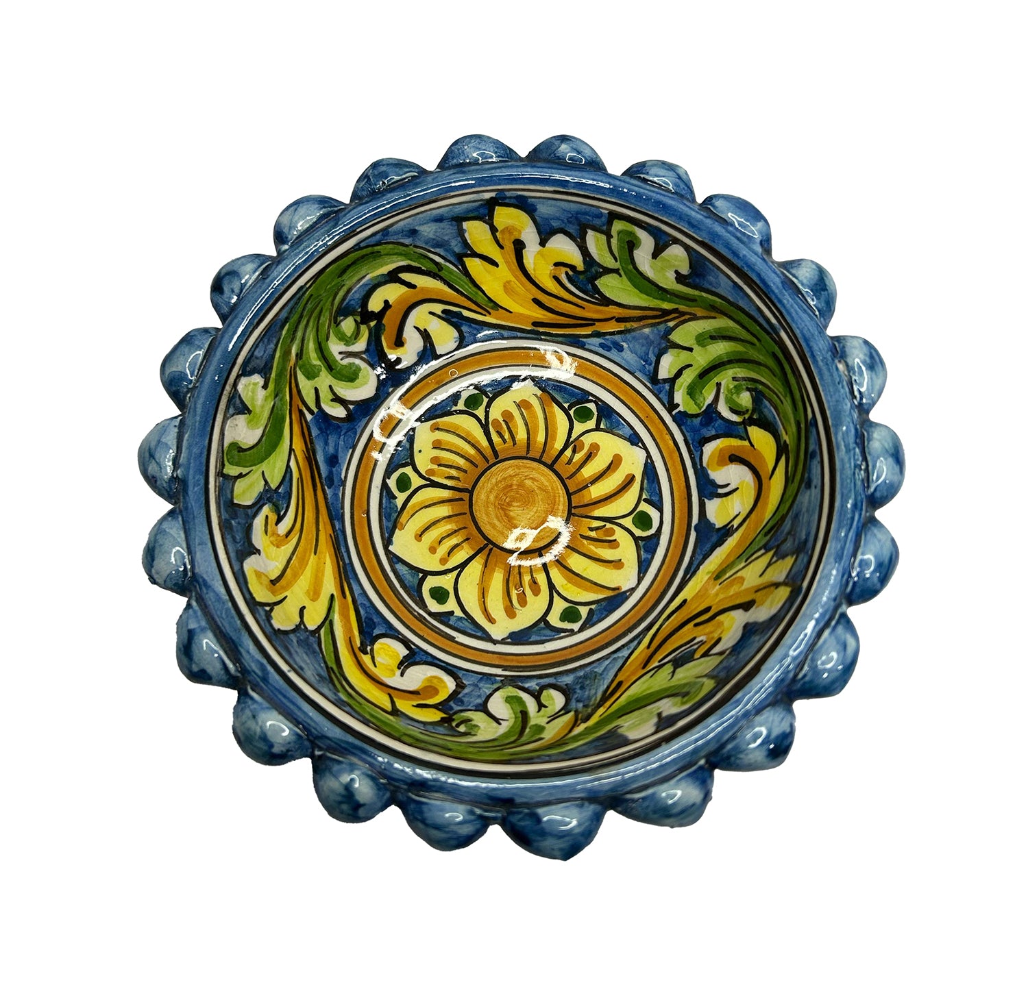 Ciotola Pigna Decorativa in Ceramica di Caltagirone Decorata a Mano 01
