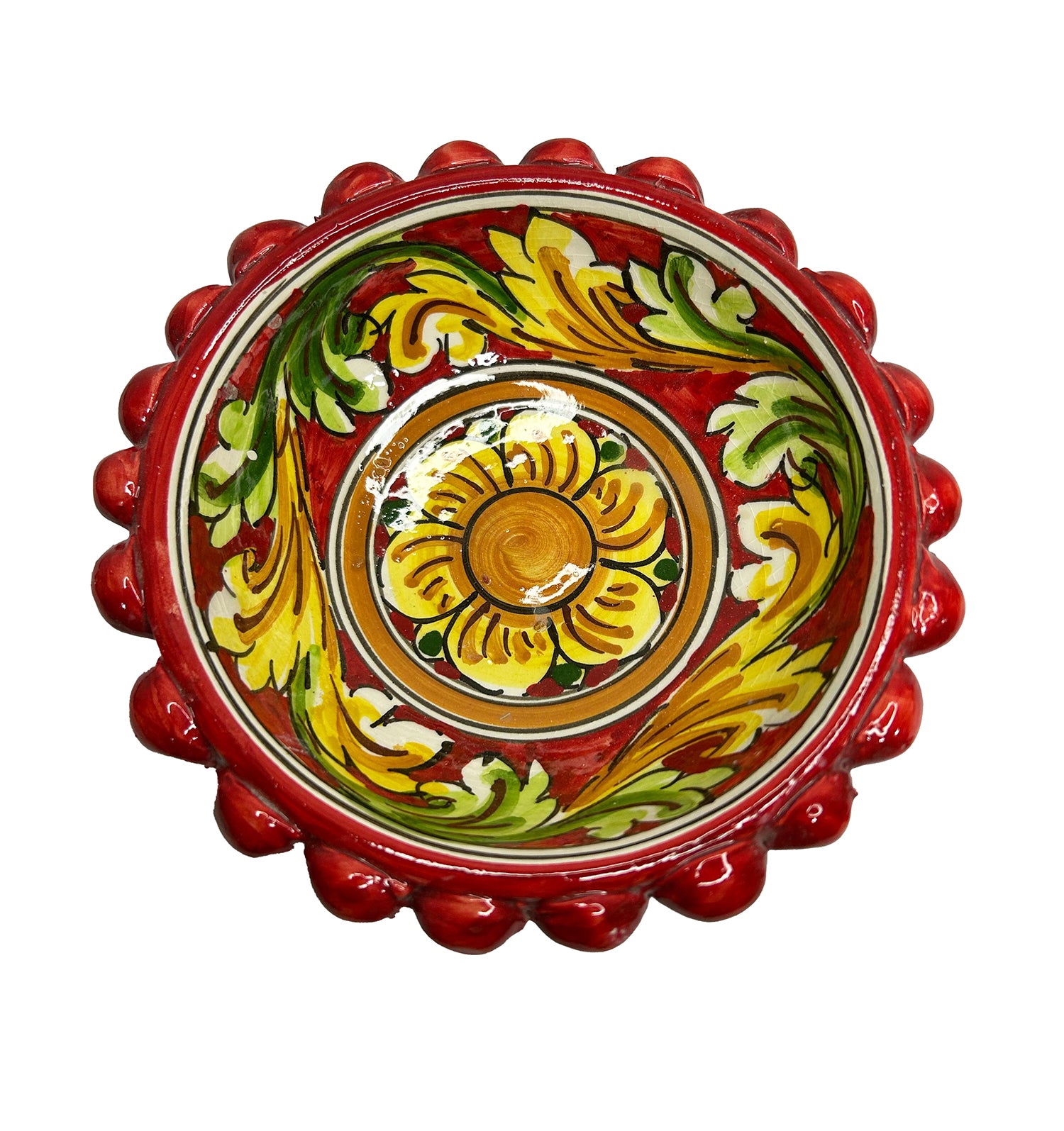 Ciotola Pigna Decorativa in Ceramica di Caltagirone Decorata a Mano 02