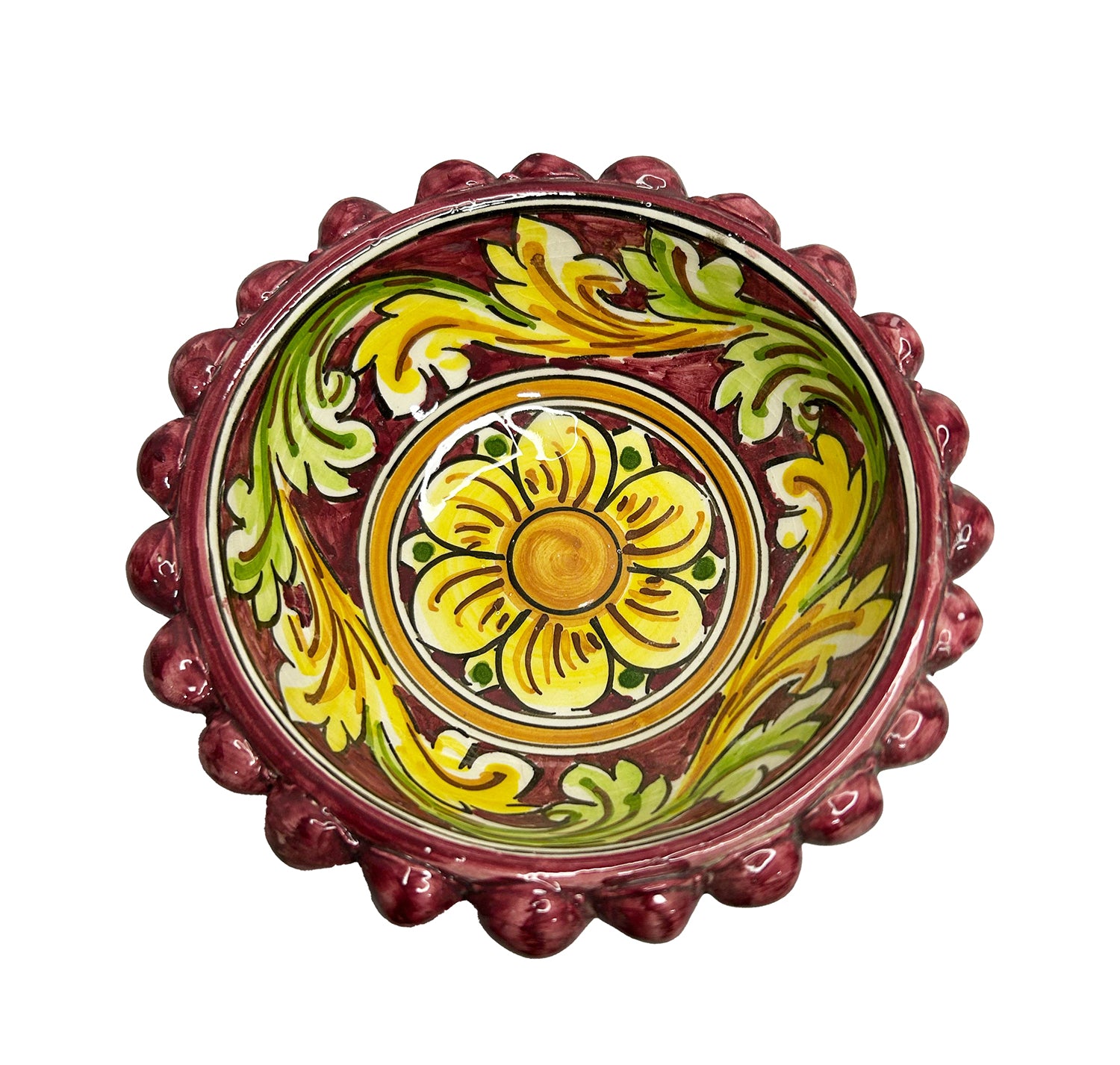 Ciotola Pigna Decorativa in Ceramica di Caltagirone Decorata a Mano 03