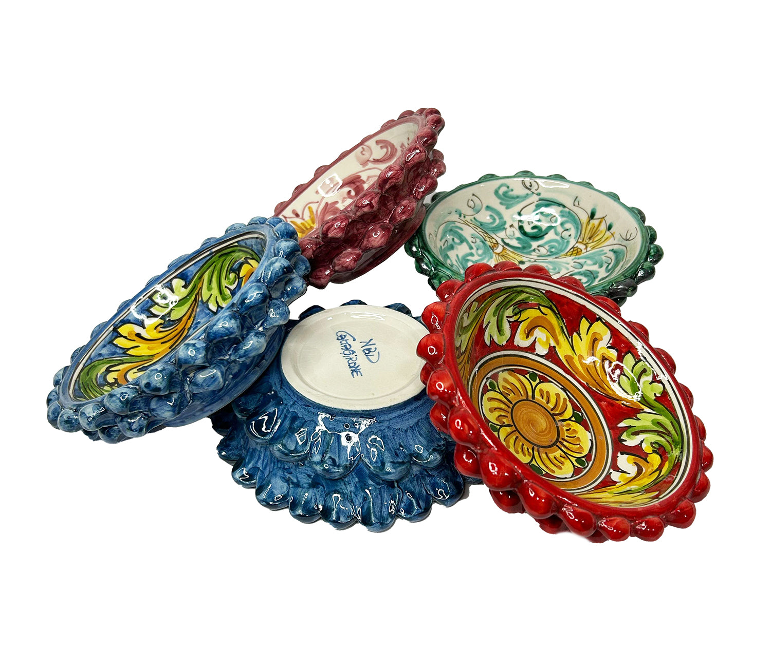 Ciotola Pigna Decorativa in Ceramica di Caltagirone Decorata a Mano 02