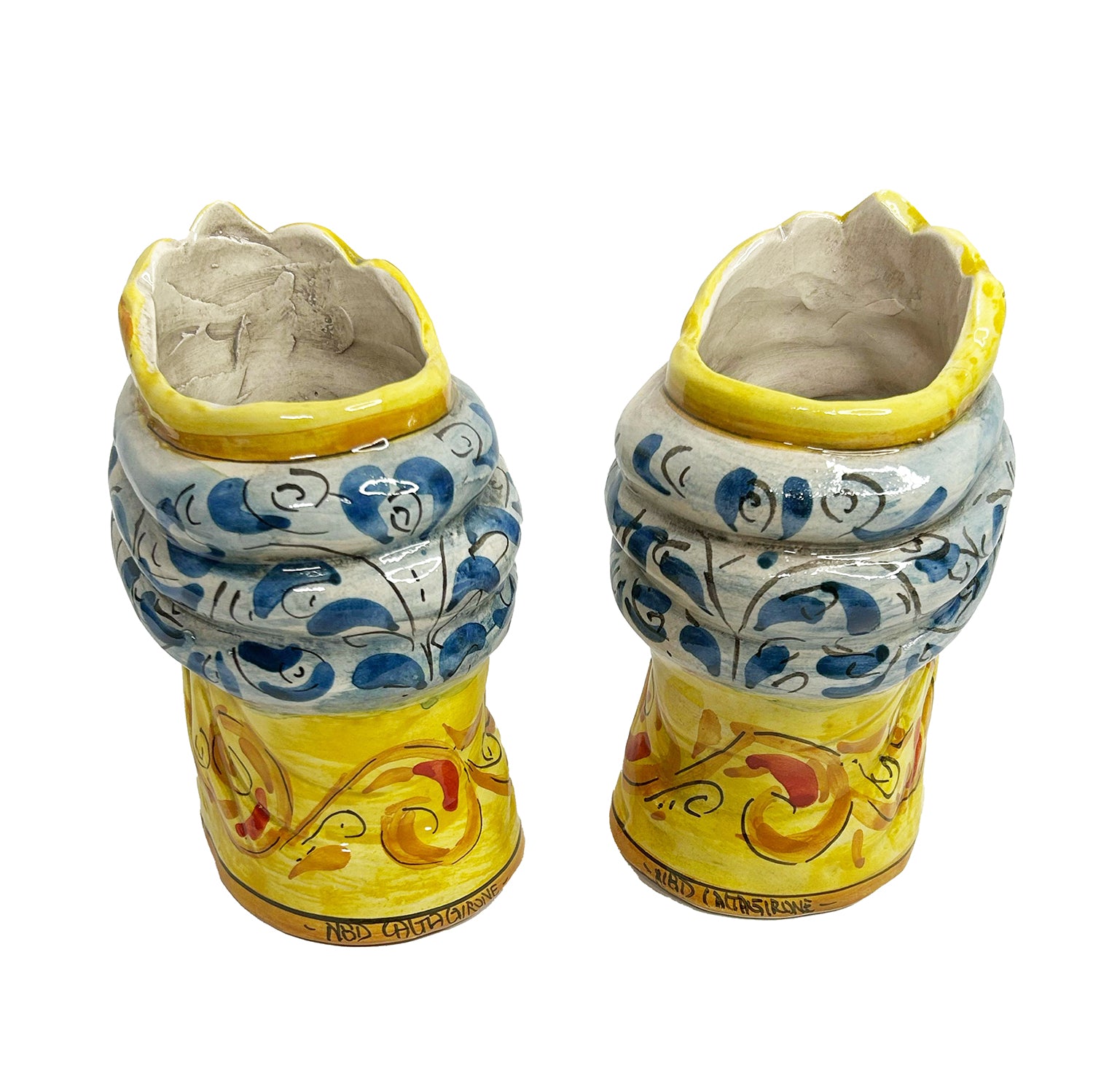 Pair of Sicilian ceramic Moor's heads from Caltagirone h15cm art. fruit 