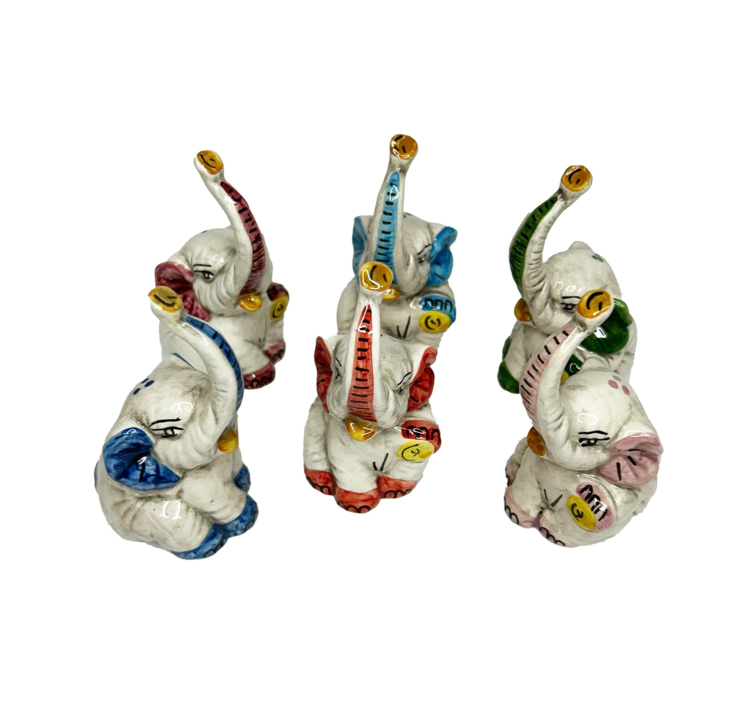 Elefante in ceramica di Caltagione realizzato a mano, animali portafortuna (rosa)