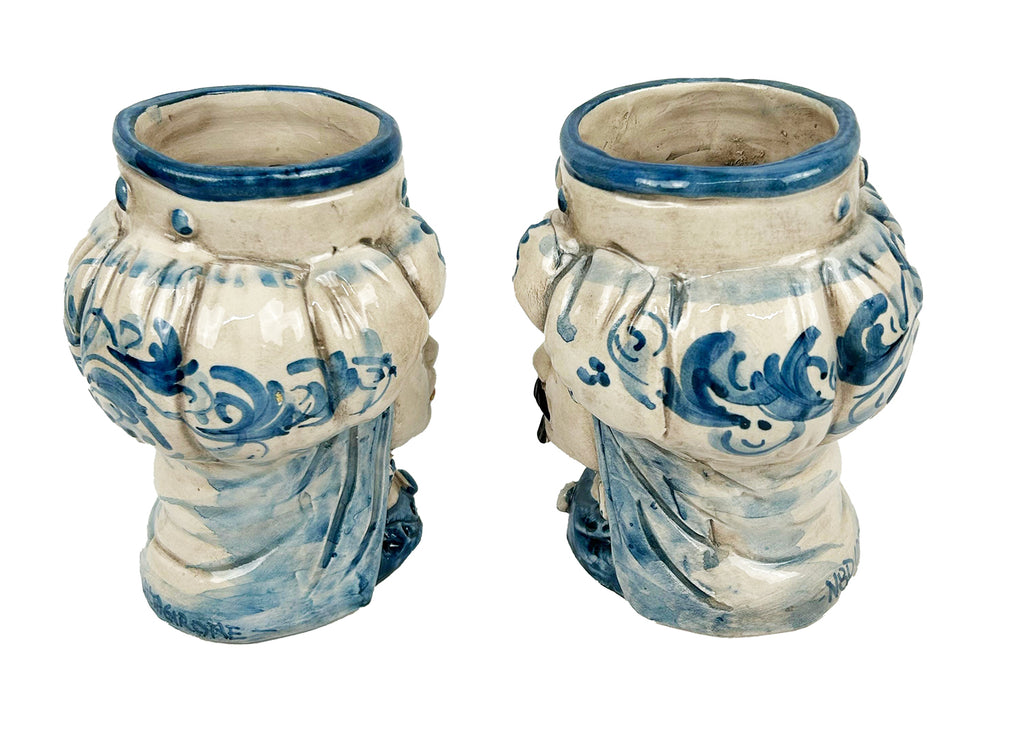 Pair of Sicilian ceramic Moor's heads from Caltagirone h15cm art. fruit 