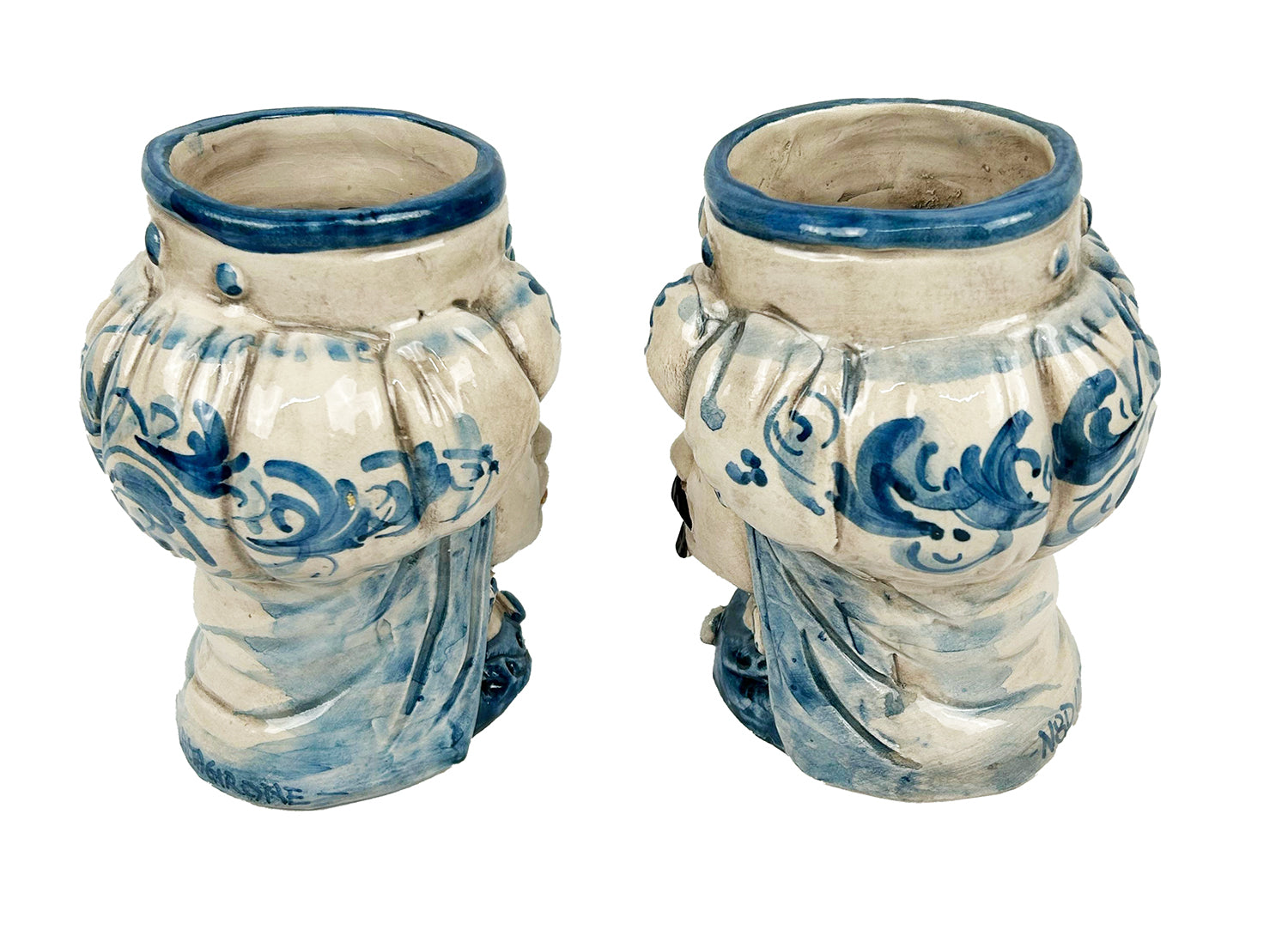 Pair of Sicilian ceramic Moor's heads from Caltagirone h15cm art. fruit 