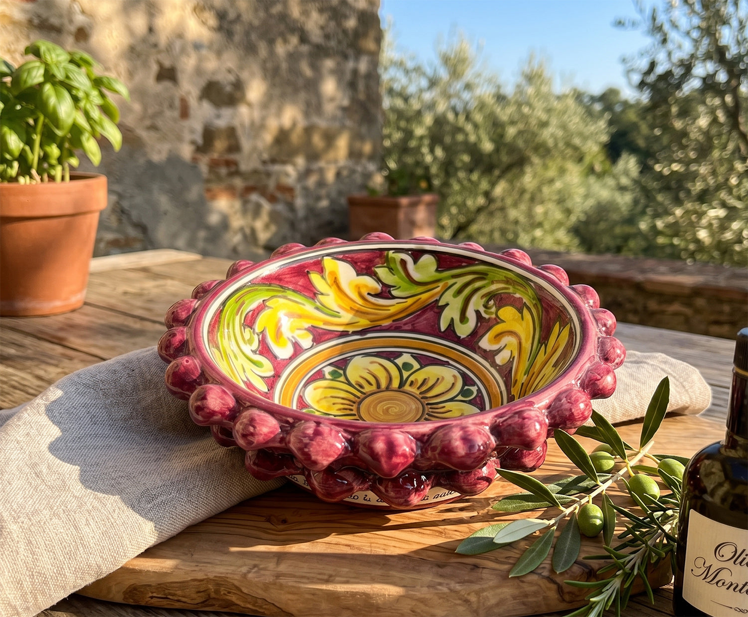 Ciotola Pigna Decorativa in Ceramica di Caltagirone Decorata a Mano 03