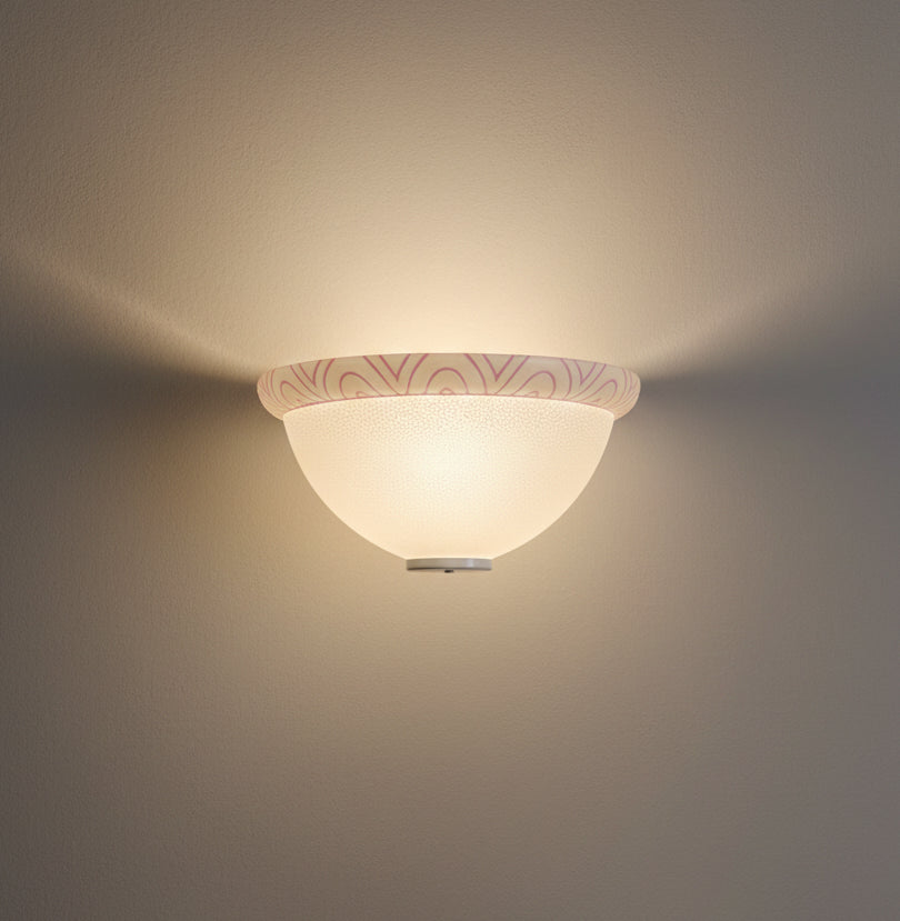 Applique Classica in Vetro, Lampada da Parete a Mezzaluna, 1 Luce, per Bagno, Camera, Soggiorno, Cucina, Scala, Corridoio art. goccia rosa